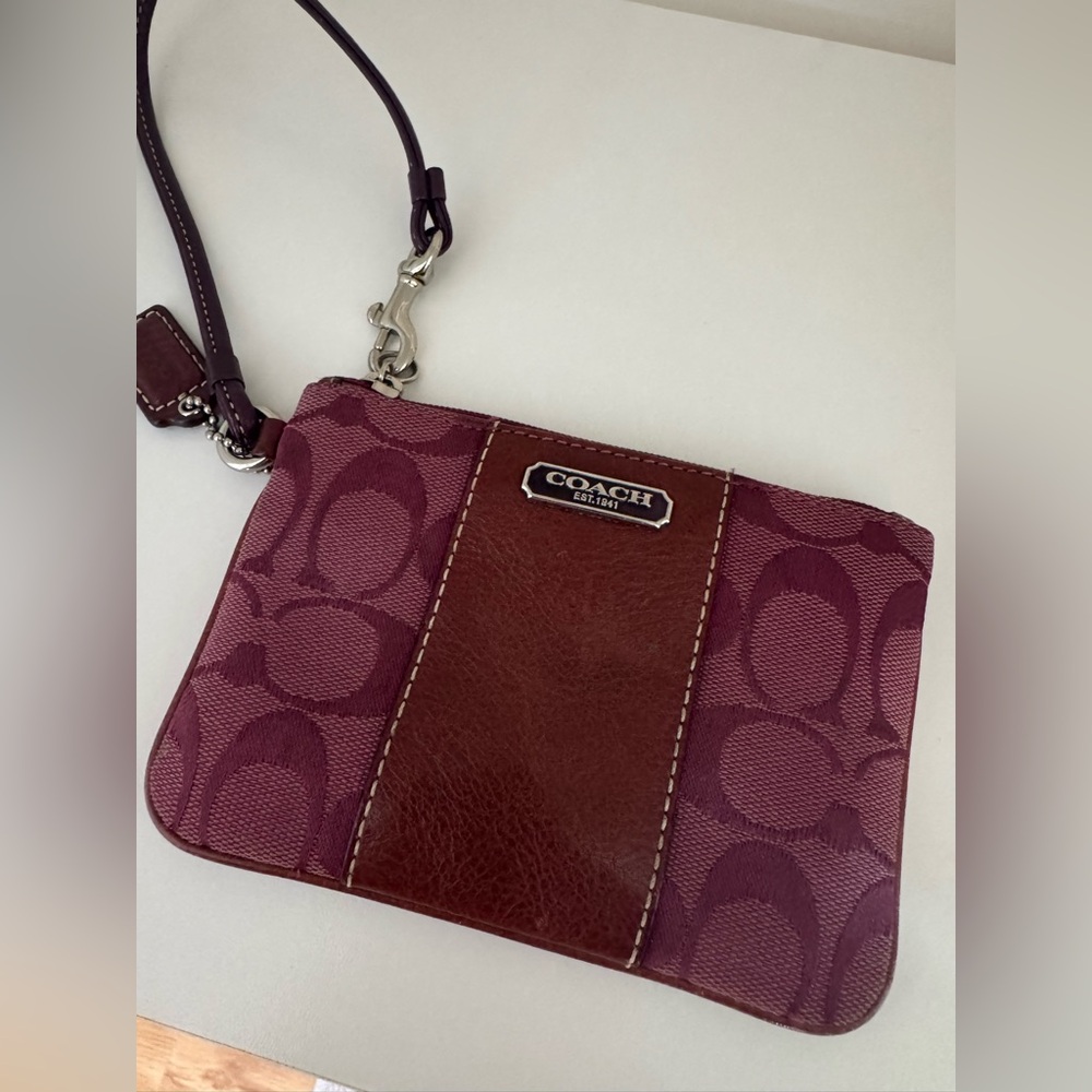 Coach Maroon Signature Wristlet